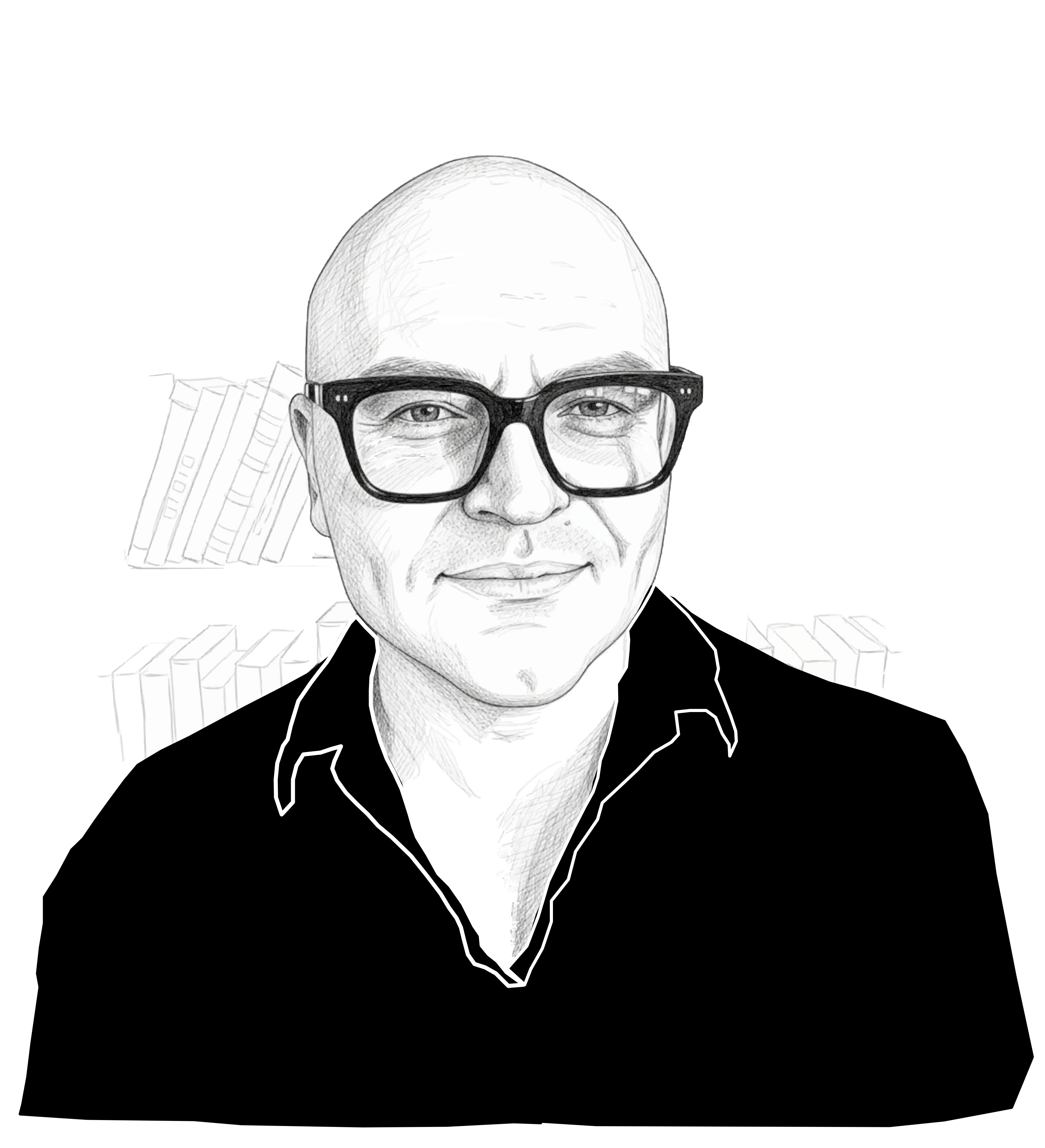 A line drawing of Anthony Hepp